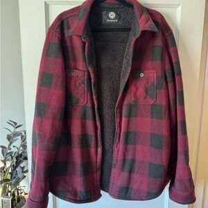 Weatherproof Men's Maroon & Black Buffalo Plaid Sherpa-Lined Shirt Jacket
